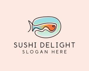 Ocean Fish Monoline logo design