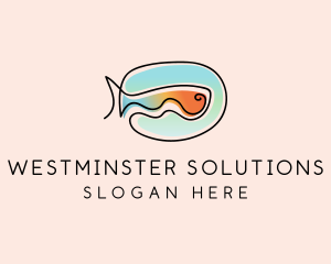 Ocean Fish Monoline logo design