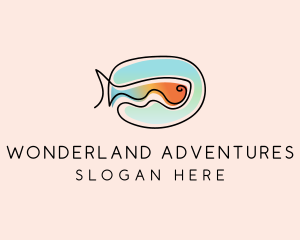 Ocean Fish Monoline logo design