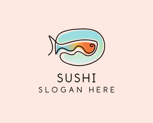 Ocean Fish Monoline logo design