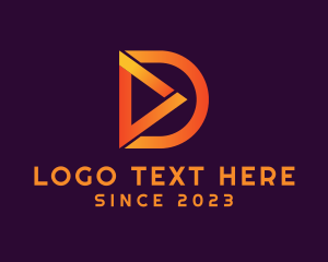 Online Streaming - Media Player Letter D logo design