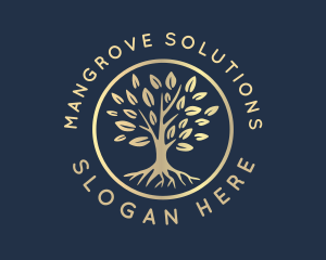 Mangrove - Gold Tree Leaves Park logo design