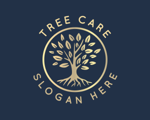 Arboriculture - Gold Tree Leaves Park logo design