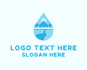 Water Station - Blue Nature Water Drop logo design