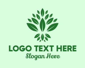 Vegan Food - Organic Green Leaves logo design