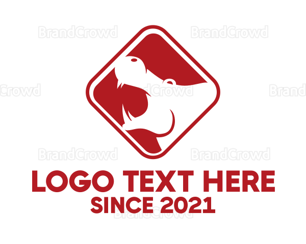 Red Hippopotamus Sign Logo