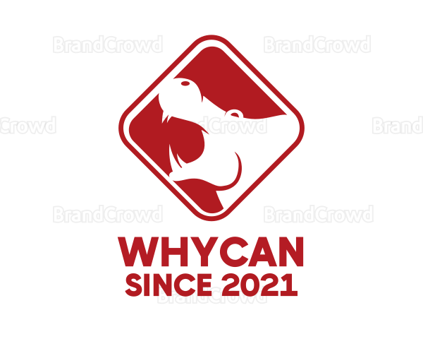 Red Hippopotamus Sign Logo