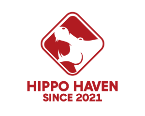 Red Hippopotamus Sign logo design