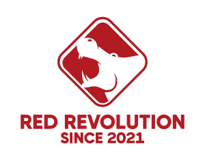 Red Hippopotamus Sign logo design