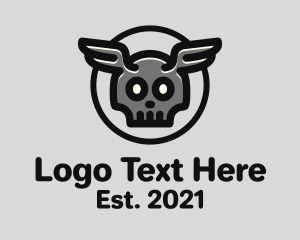 Bone - Horns Skull Wings logo design