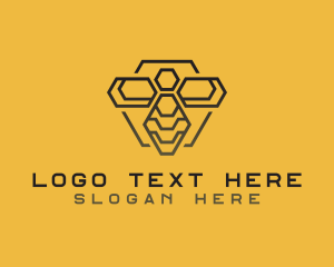 Wasp - Honey Bee Hexagon logo design