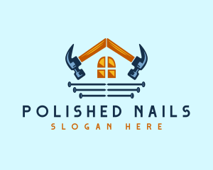 Carpentry Nails Hammer logo design