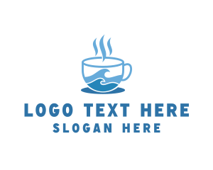 Swimming - Ocean Seaside Coffee logo design