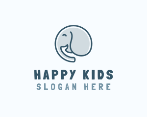 Cute Elephant Smile logo design