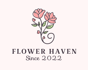 Spring Flower Heart logo design