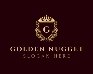 Premium Gold Crown Shield logo design