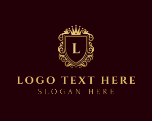 Emblem - Premium Gold Crown Shield logo design