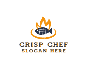 Hot Fish Grilling logo design