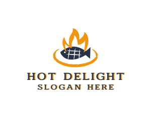 Hot Fish Grilling logo design