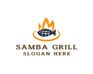 Hot Fish Grilling logo design