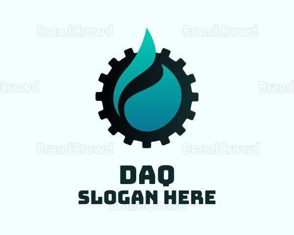 Oil Drop Industrial Cogwheel Logo