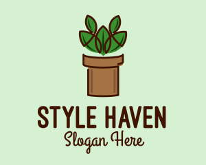 Geometric Potted Plant  Logo