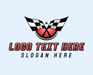 Speed - Car Racing Flag logo design