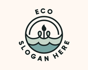 Ocean - Water Flame Candle logo design