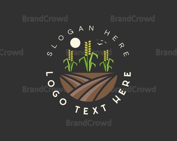 Rice Field Agriculture Logo