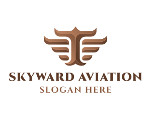 Aeronautical - Wings Flight Letter T logo design