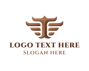 Bronze - Wings Flight Letter T logo design