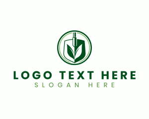 Landscaper - Leaves Shovel Gardening logo design