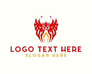 Flying - Tribal Flame Phoenix logo design