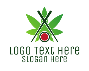 Weed - Cannabis Sushi Chopsticks logo design