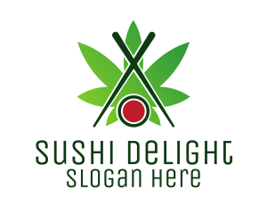 Cannabis Sushi Chopsticks logo design