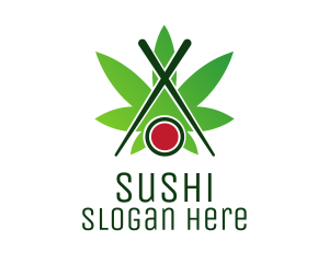 Cannabis Sushi Chopsticks logo design