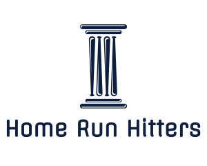 Baseball - Blue Baseball Pillar Bat logo design
