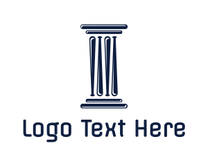 Little League - Blue Baseball Pillar Bat logo design