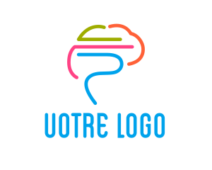 Colorful Brain Genius  Logo