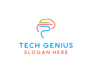 Colorful Brain Genius  logo design