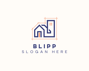 Housing - House Blueprint Architecture logo design