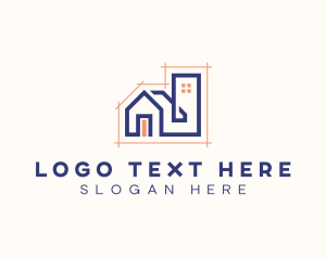 House - House Blueprint Architecture logo design