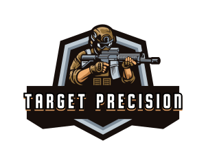 Shooting - Rifle Shooting Soldier logo design