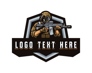Handgun - Rifle Shooting Soldier logo design