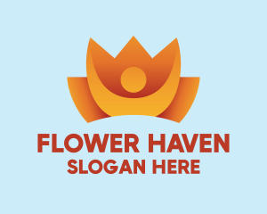 Fire Person Lotus Flower logo design