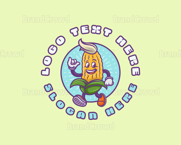 Corn Cartoon Character Logo