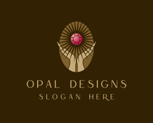 Opal - Fortune Teller Hand Gemstone logo design