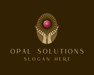 Opal - Fortune Teller Hand Gemstone logo design