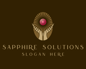 Sapphire - Fortune Teller Hand Gemstone logo design