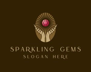 Fortune Teller Hand Gemstone logo design